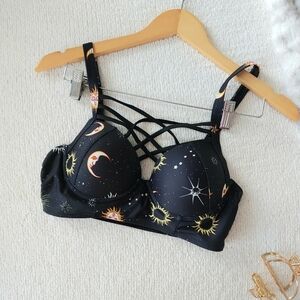 JMSUN Vintage Moon Crisscross Bikini Top Small